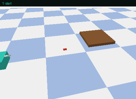 evolvBot finding the TV remote and placing it on the table, in simulation